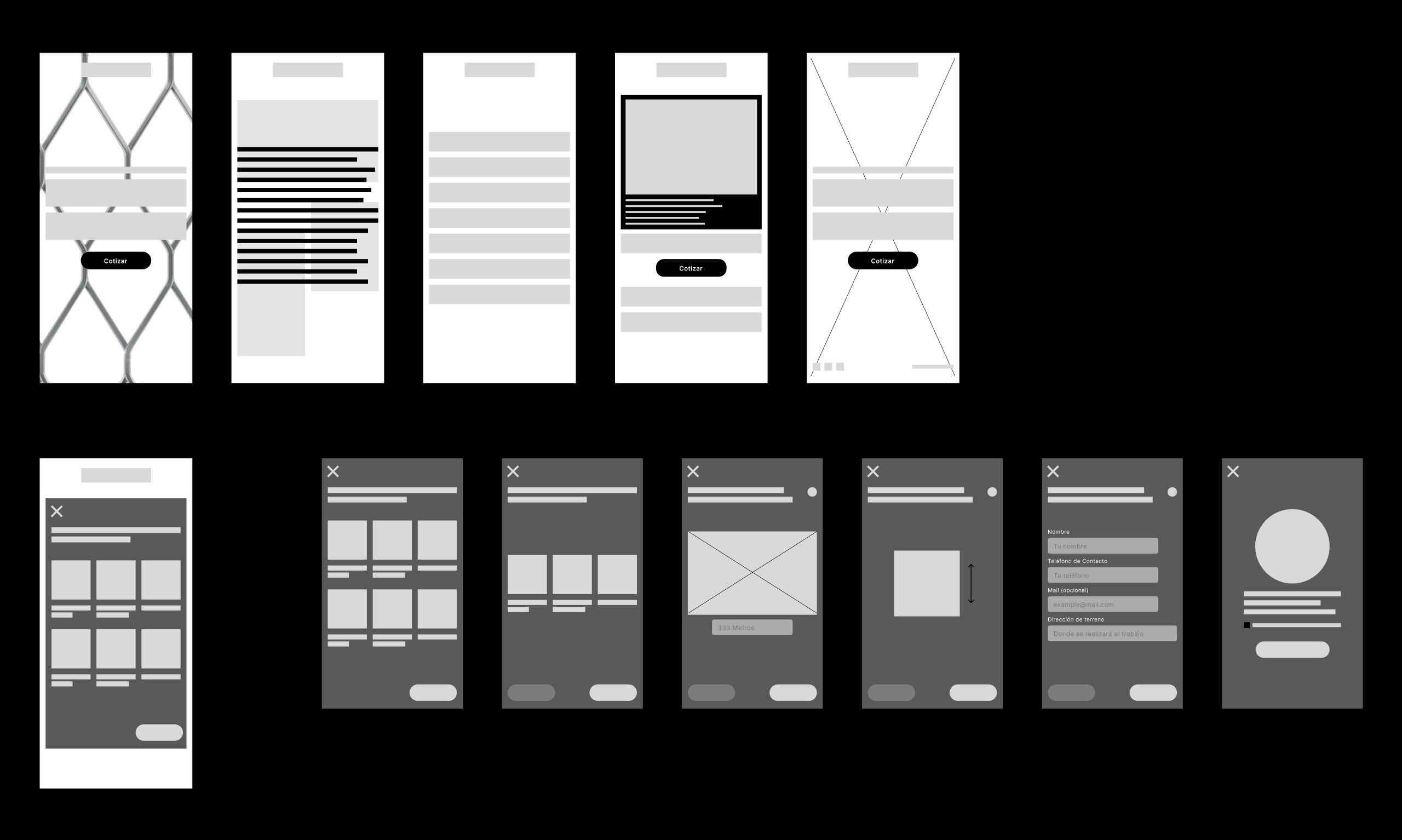 wireframes mobile